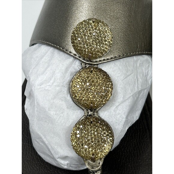 Fitflop Sandals Petra Womens Sz 11 Brown Metallic Gold Toe Post Embellished READ - Picture 3 of 11